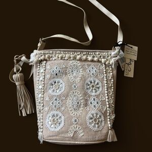 *NWT* Handcrafted Embellished Boho Bucket Crossbody Bag | Angel by L. Martino